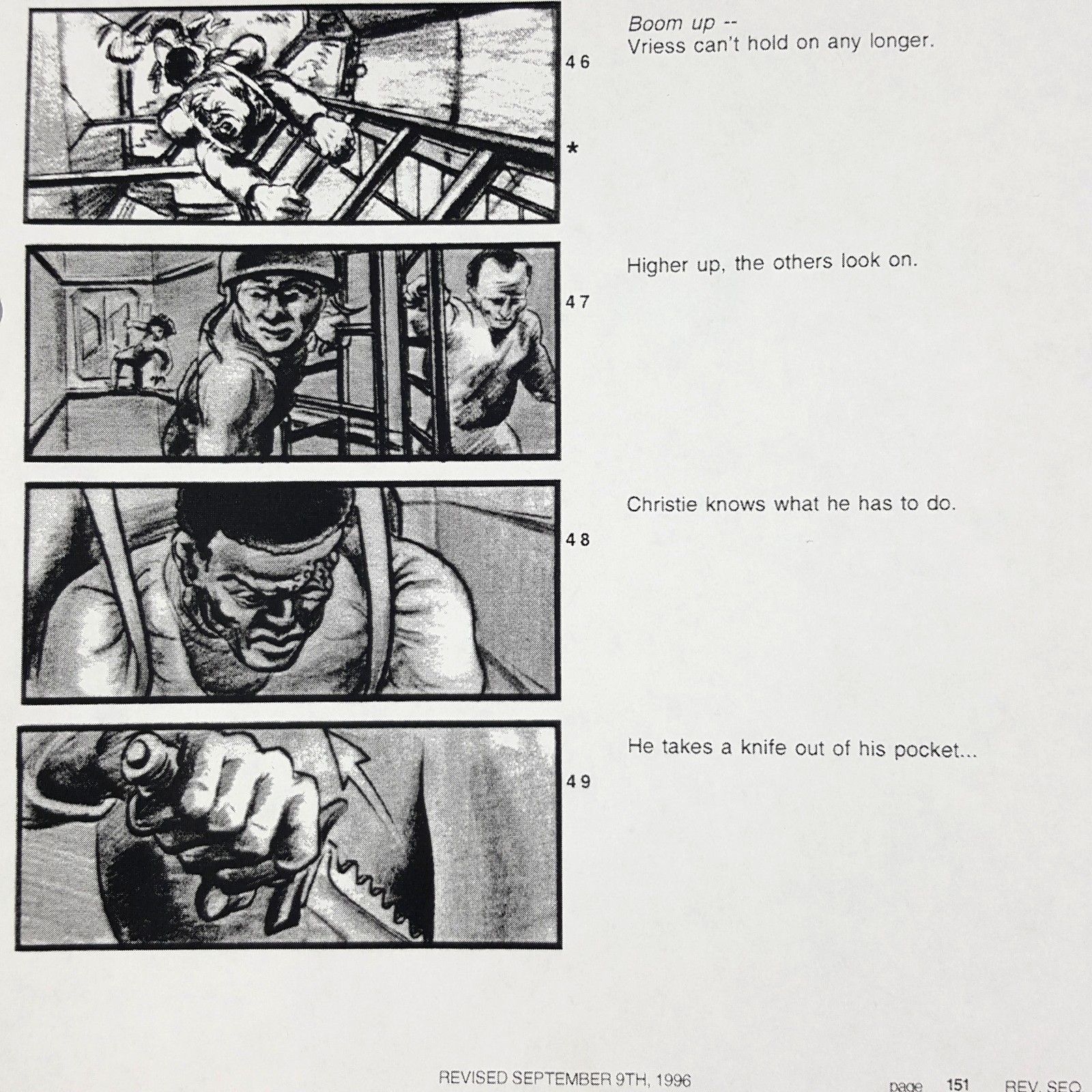 Image 9 of Alien: Resurrection - Production Used Storyboard, Crew Climbs Ladder, Movie Prop