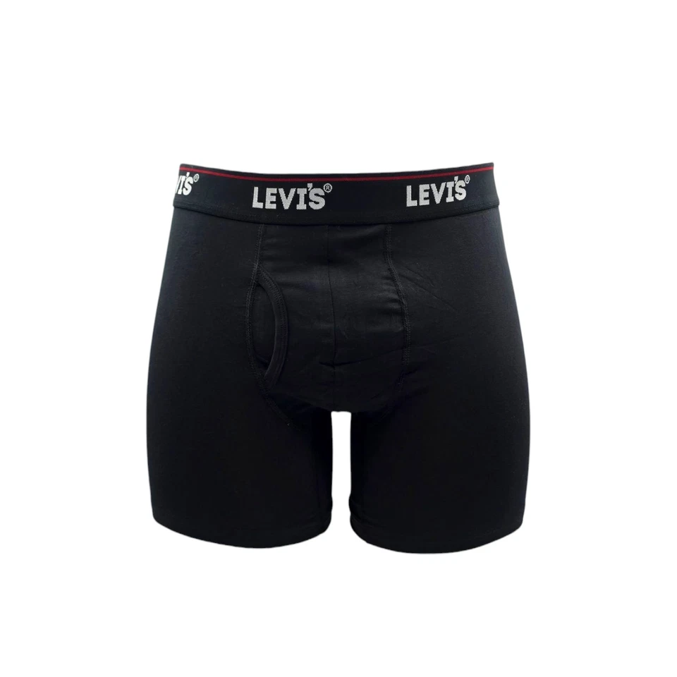 Pack de 4 calzoncillos boxer elásticos de algodón negro y gris Levi's para hombre  Foto 3 de 4