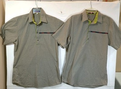 2 Tim Hortons Uniform 1/2 Button Shirt Mens S Brown Employee Coffee Logo