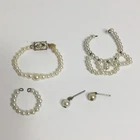 Vintage Barbie Doll Pearl Necklace Choker Drop Pendant  Earrings 1960s x5