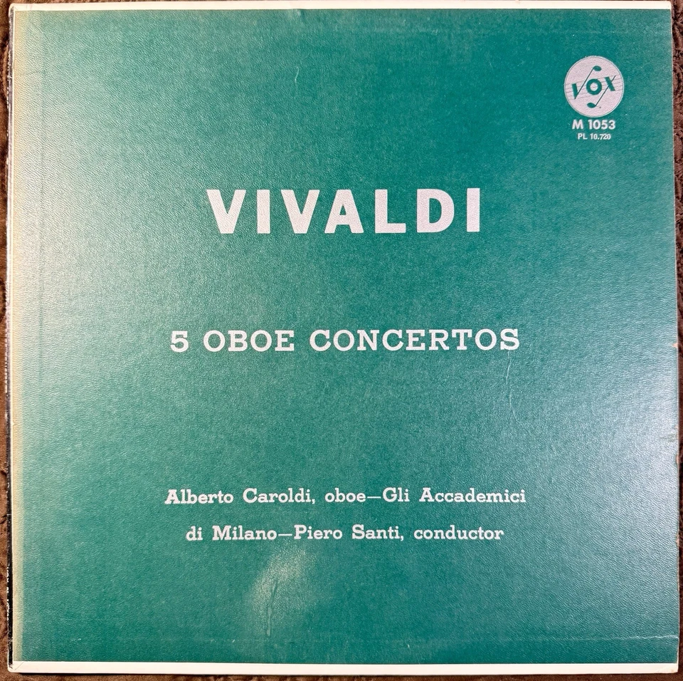 Vivaldi 5 Oboe Concertos - Alberto Caroldi - Piero Santi LP Vinyl Record 1958 Foto 3 de 4