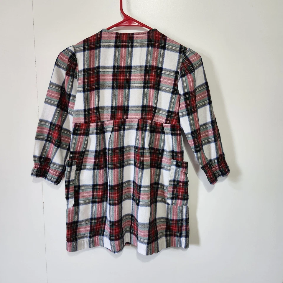 ZARA Kids Girls Holiday Christmas Plaid Dress Red Green White Long Sleeve 8-9 - Image 2 of 4