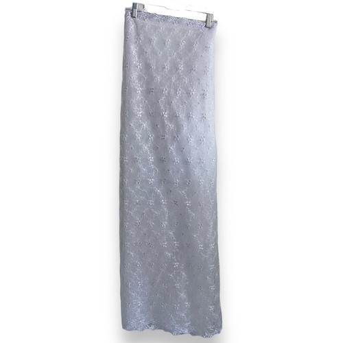 Floral Embroidered Tulle Lace Sheer Fabric Bridal White Scalloped Edge 71.5 x 50 - Picture 3 of 4