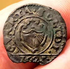 SCARCE 1623 City of METZ, FRANCE Liard Coin 1/4 SOL *NICE*