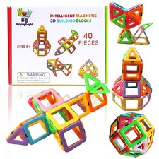 New 40Pcs Magnetic Tiles Building Blocks Kids Toys Gifts For Boy Girls Birthday