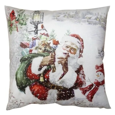 Clayre & Eef: superweiche Kissenhülle ''Weihnachtsmann'', 45 x 45 cm, Weihnachten