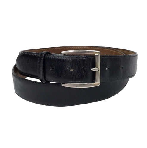 Danbury Belt Mens 38 Black Leather Work Dress Cowhide Silver Buckle USA 1.25" W