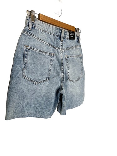 H&M Damen blau Denim Bermuda Jeansshorts Größe 6 abgeschnittener Saum 100 % Baumwolle Ridge - Bild 4 von 8