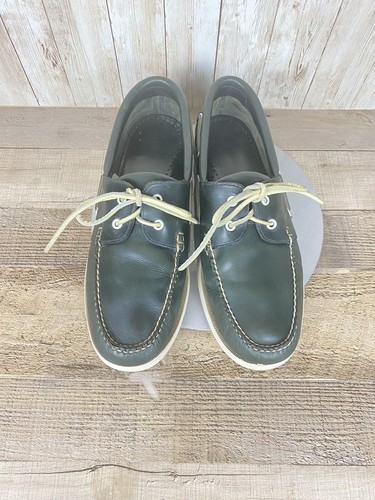 Brooks Brothers Dark Green Leather Boat Shoes Size 11.5 D - Picture 3 of 15