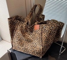 CANVAS TOTE BAG LEOPARD ÜBERGROSSE UMHÄNGE ...