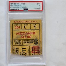 1947 BOXING JOE LOUIS v JERSEY JOE WALCOTT TICKET PSA 3 NONE GRADED HIGHER