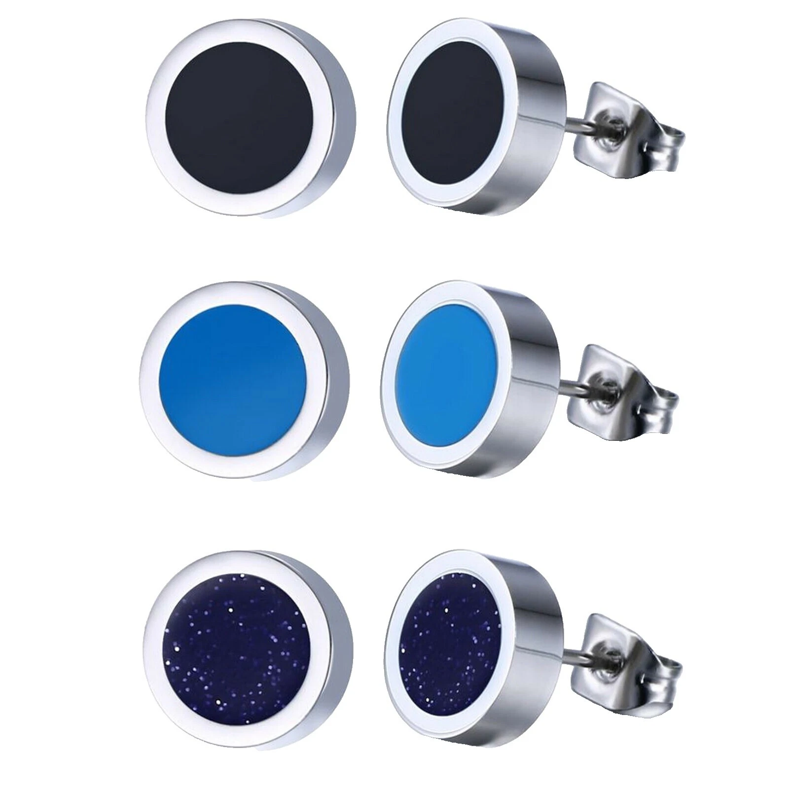 Pendientes Negro de Acero Inoxidable de Esmalte para hombres