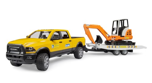 Bruder Spielzeug Neuheiten 02546 RAM Anhänger Minibagger Jeep Bagger Auto Neu - Bild 6 von 7