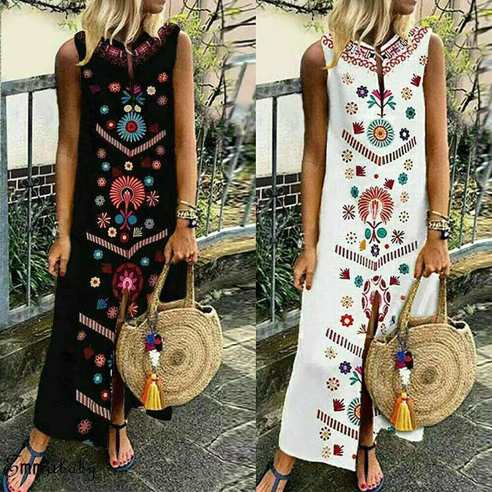 Vestidos Largos De Mujer Casuales De Verano Para Flores |