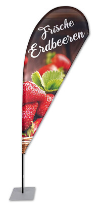 Erdbeeren BEACHFLAG Tropfen 240 *inkl. bedruckter Fahne u. Maststange*