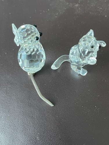 SWAROVSKI CRYSTAL MINATURE CAT + KITTEN, A PETS CORNER COLLECTION EXCELLENT COND