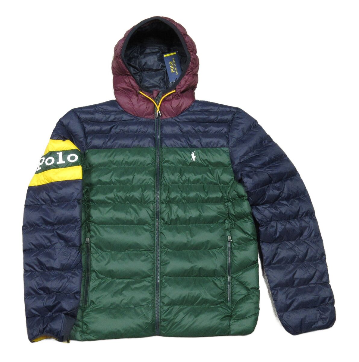 Polo Ralph Lauren Men's Green Colorblock Packable Hooded Polo Ralph Lauren Men's Green Colorblock Packable Hooded