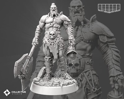 Halb Ork Gladiator Miniatur Ork Barbar mit Axt Figur für TTRPG's wie D&D 5e