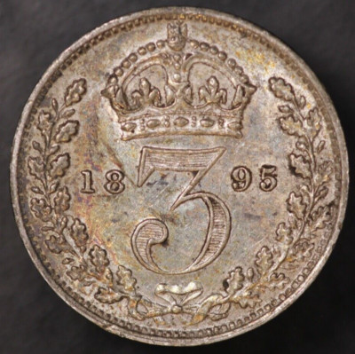 GREAT BRITAIN 3 PENCE 1895 *TONED* LOT AA-6918