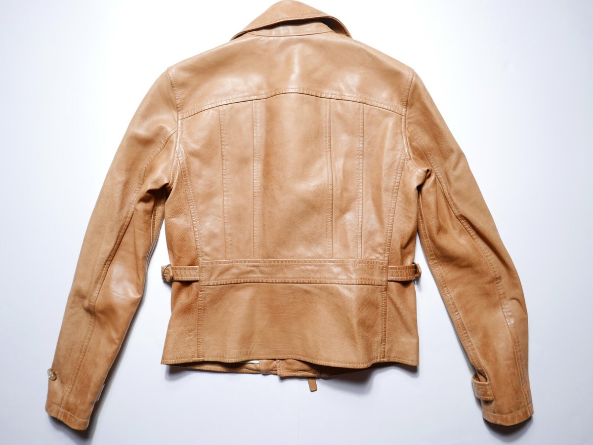Polo Ralph Lauren Jacket Leather Brown Moto Racer Biker RARE