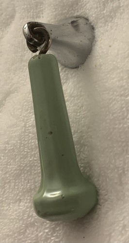 ART DECO antique hardware Stove Parts porcelain jadeite chrome Drop pendant Knob - Picture 5 of 11