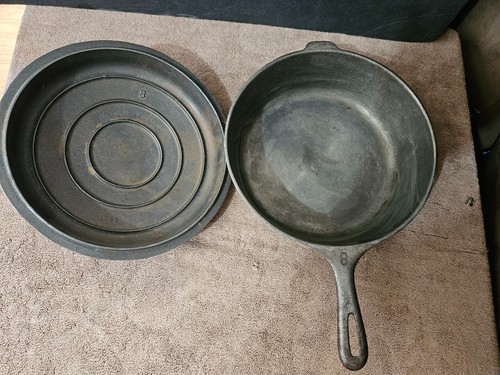 WAGNER WARE CAST IRON #8 DEEP CHICKEN FRYER SKILLET WITH RARE LID #1288 UNMARKED - Picture 3 of 10