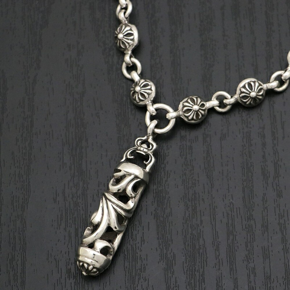 Chrome Hearts Roller Pendant Cross Ball Necklace Silver Chrome Hearts Roller Pendant Cross Ball Necklace Silver