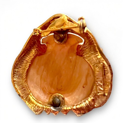 Spilla testa di toro Razza Toro tono oro spilla astrologica vintage firmata - Foto 2 di 9