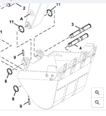 3090726, 3090725 BUCKET PINS* JOHN DEERE 85G* HITACHI ZX85USB* NEW