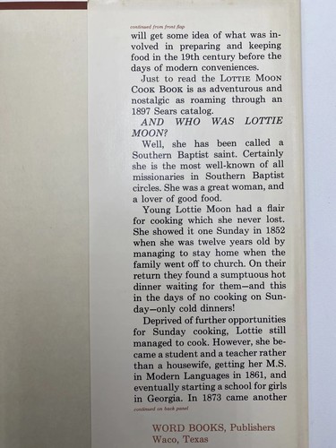 Lottie Moon Cook Book By Calude Rhea HC DJ 1st Ed Vtg 1969 - Picture 16 of 16
