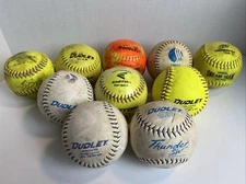 Lot Of 10 Softballs Balls Easton Dudley Thunder Worth USSSA (9 Used 1 is New)