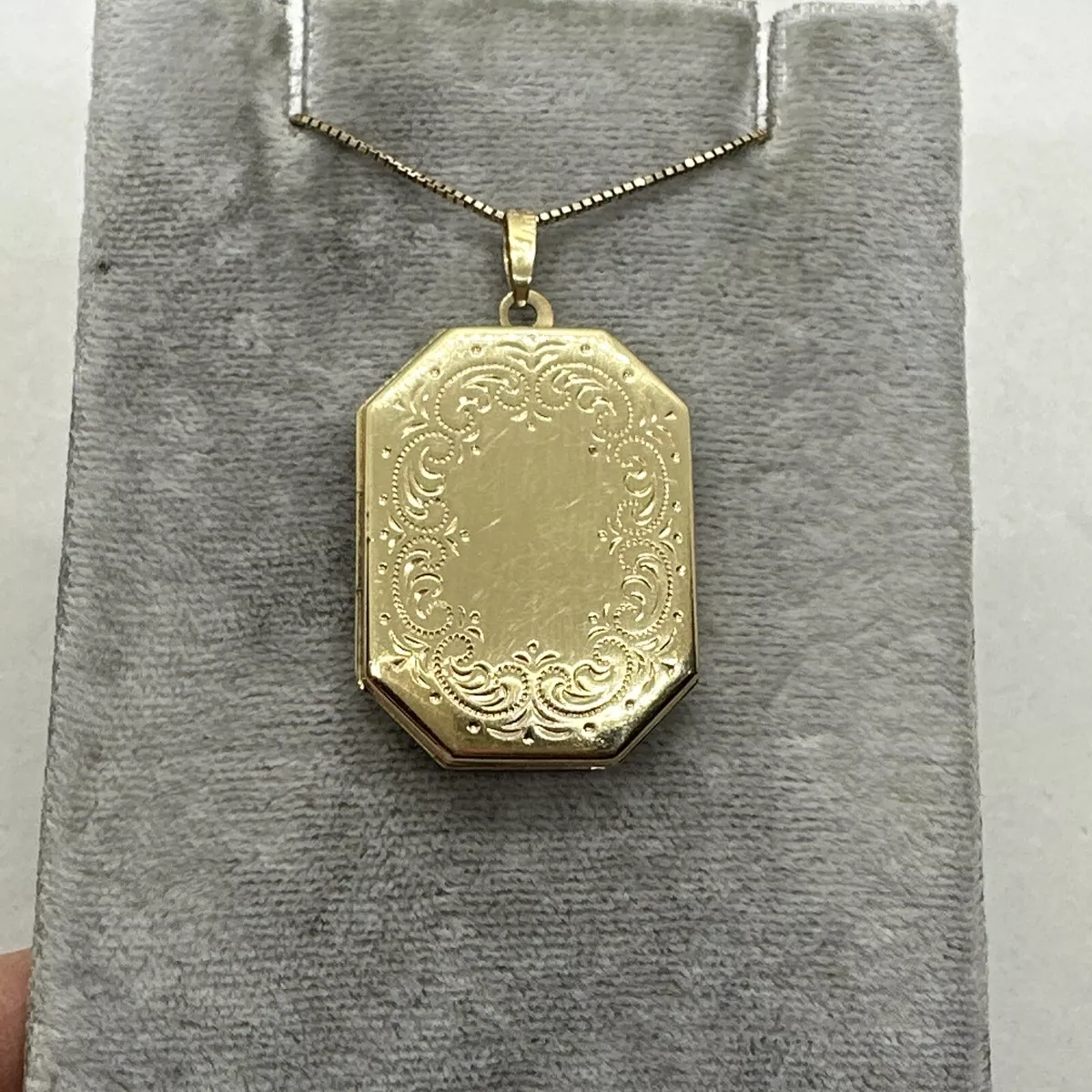 Edwardian Locket Necklace Engraved R.E.E. • PreAdored® Sustainable Luxury