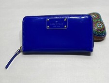 Kate Spade Pasadena NEDA Zip Around Blue Patent Leather Wallet