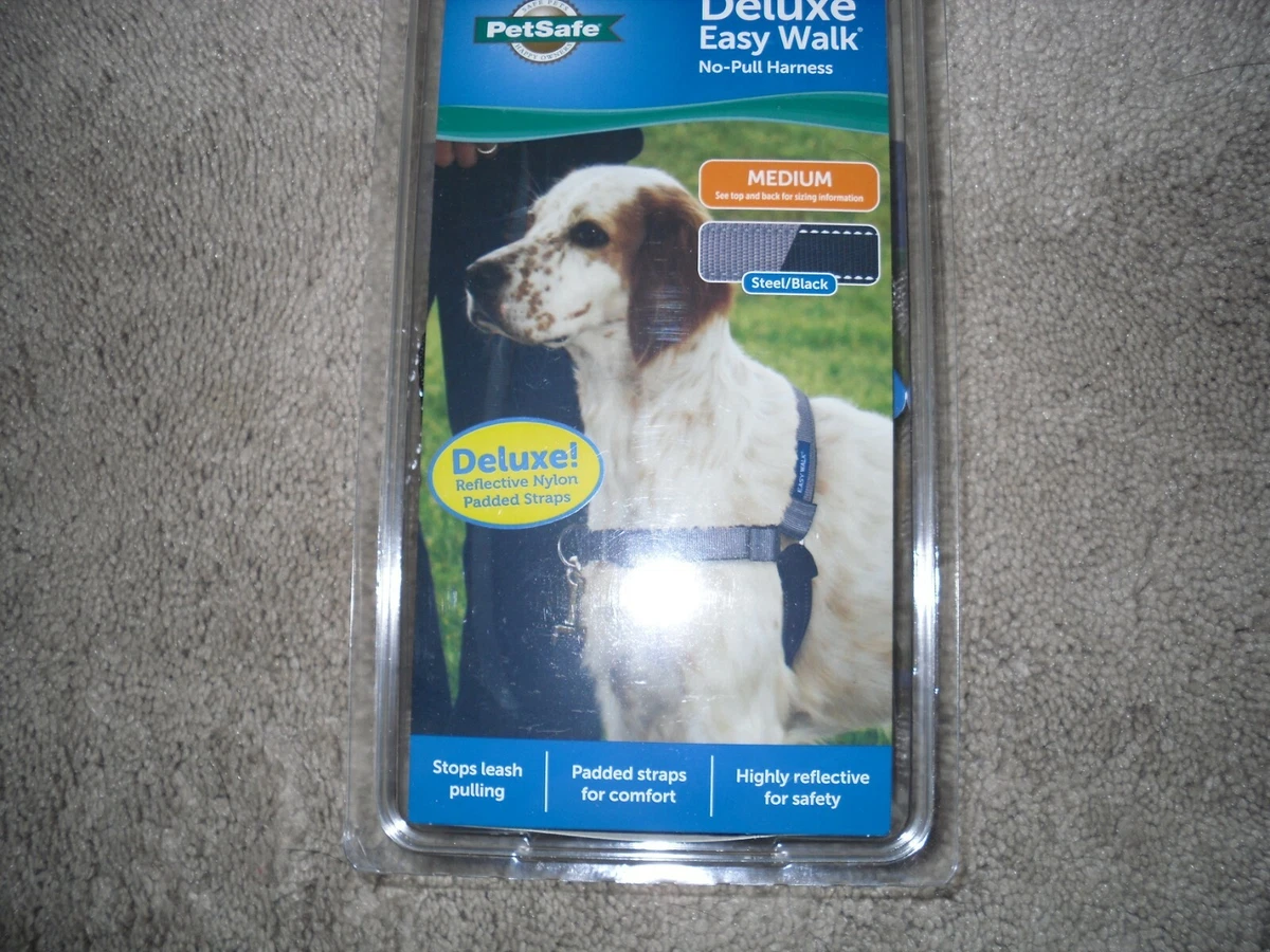 PetSafe Deluxe Easy Walk No Pull Harness Medium Steel Black