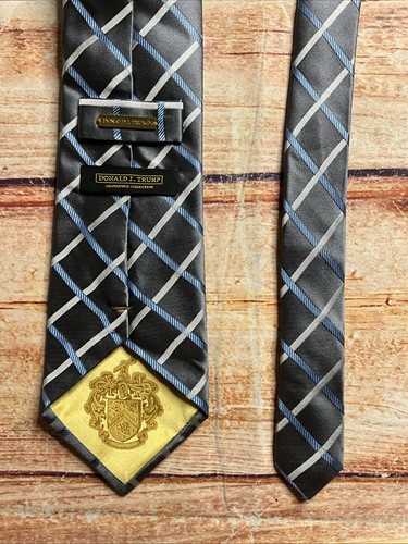 Donald J Trump Signature Collection Krawatte 100 % Seide kariert 59,5 Zoll grau - Bild 7 von 7