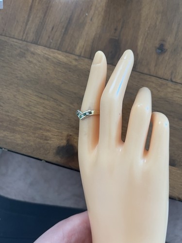 Ring 9 kt Gelbgold 0,3 kt Smaragd & 0,1 kt Diamant Querlenker UK-Größe N, 2,7 g - Bild 7 von 8