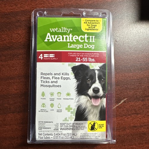Vetality Advantect II Large Dog / 4 Tubes / 21-55 lbs Flea Tick Free Ship