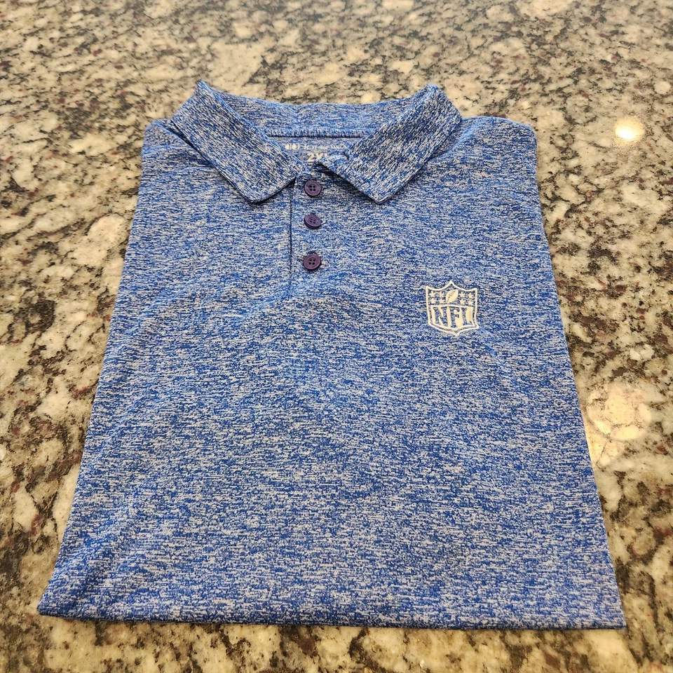 Holloway Mens Polo Shirt 2XL Blue NFL Space Dye Lightweight Shield  - Image 2 of 4
