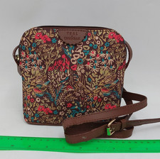 Teal by Chumbak Floral Design Brown Small Shoulder Crossbody Bag Purse Zip