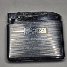 Vintage Ronson Adonis Silver-Tone Pocket Lighter Striped Design Engraved "Pat"
