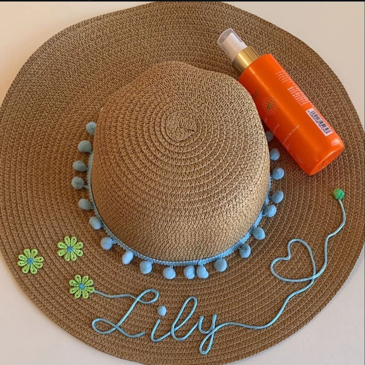Personalized Straw Sun Hat Custom Name & Color | Beach, Travel, Summer Gift