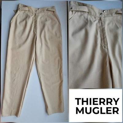 Thierry Mugler Activ Vintage Buttermilk High Waist Draped Loose Fit Trouser
