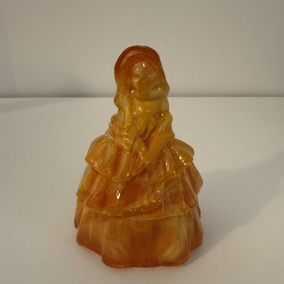 Cadmium Orange Boyd Slag Glass Louise Doll Figurine 1st Mark Sunburst-GLOW  