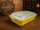 Vintage Pyrex Yellow 503-B Refrigerator Casserole Baking Dish w/Clear Glass Lid