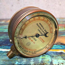 Vintage U.s. Gauge Co. Oxygen Pressure Gauge - Imperial Brass Mfg. Co. 1917