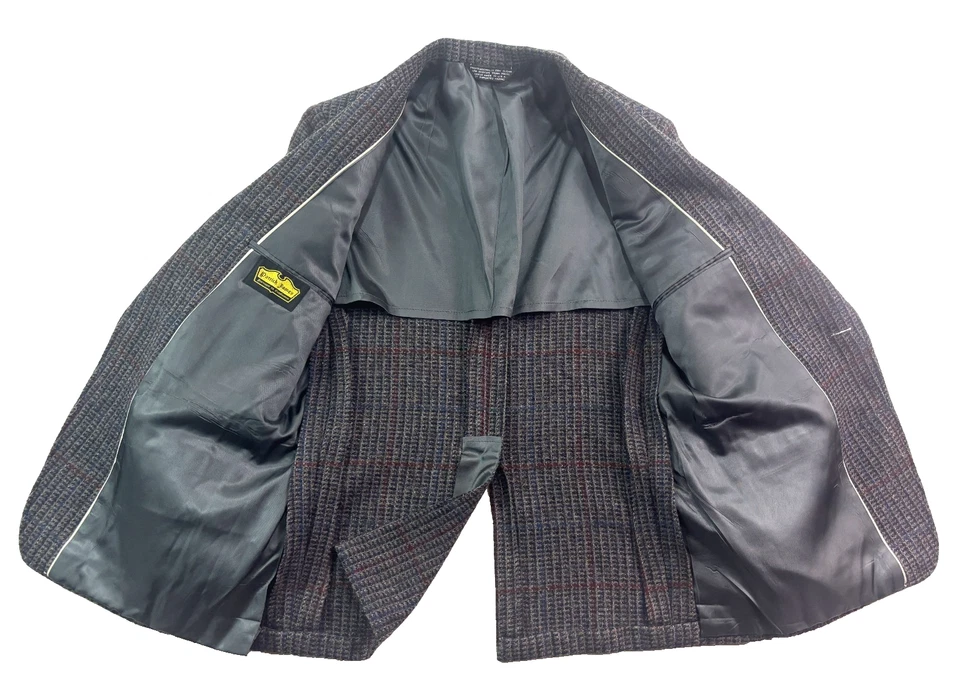Blazer Chaqueta Abrigo Traje Deportivo Abrigo Lana EE. UU. Lana Años 90 Patrick James 42R Gris Tweed Foto 4 de 4