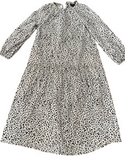 Cotton Cheetah Print Long Waisted Beige Print Dress -Long Sleeves -size XS- NWT