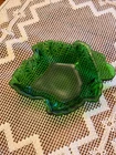 Vintage Anchor Hocking Forest Green Maple Leaf Dish