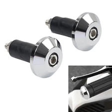 2pcs Chrome Motorcycle 7/8'' 1'' Handlebar Grips Handle Bar End Cap Silder Plug