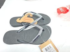 Havaianas Kids Glitter Flip-flops Sandals Size 2Y NEW Black/Dark Metallic Grey
